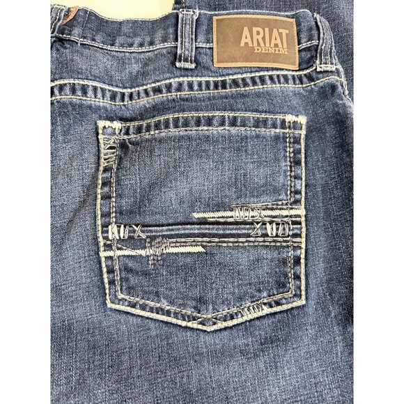 Ariat M4 Mens Relaxed Boot Cut Jeans Size 42 X 34 Blue Denim Whickered Western C - Picture 6 of 14